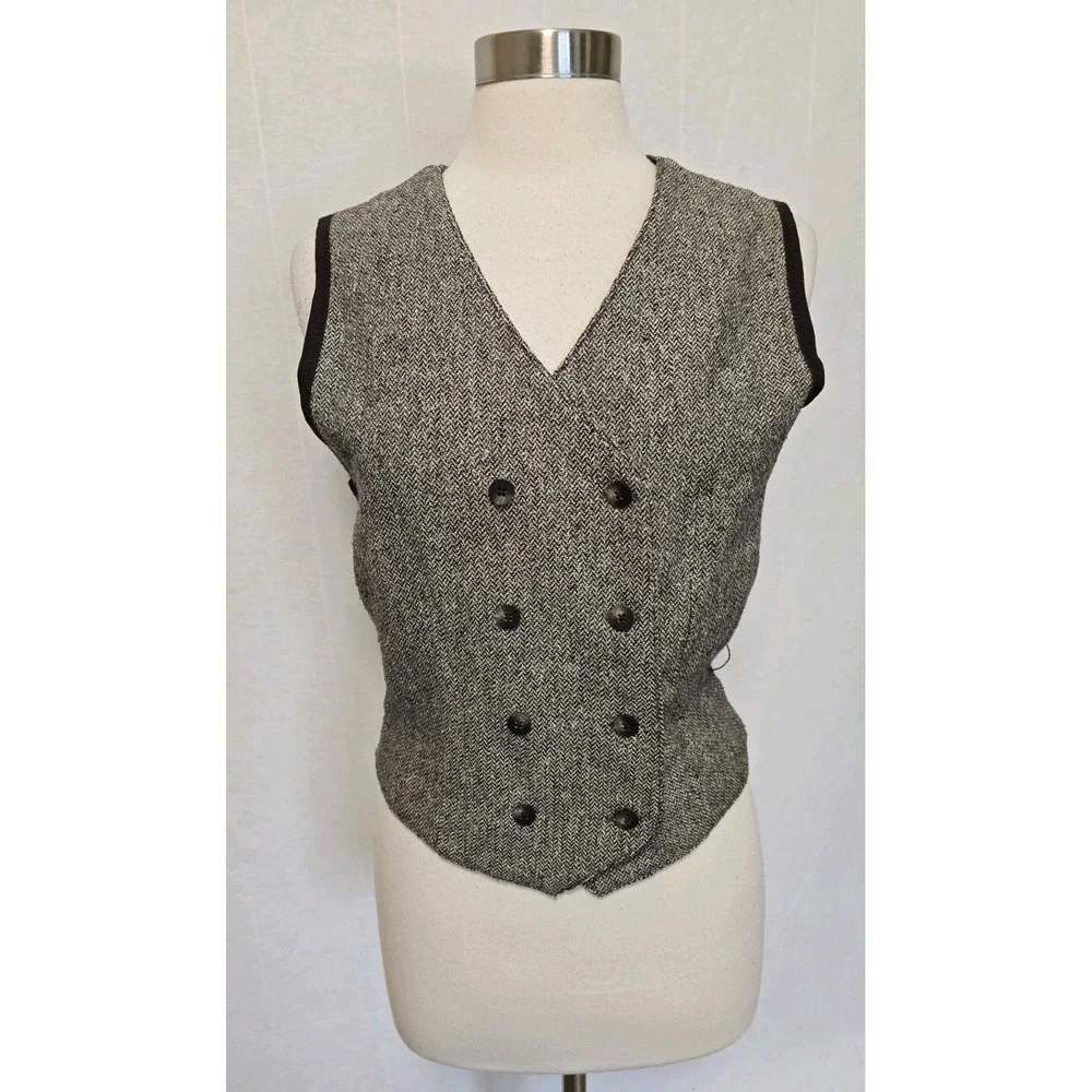 Gap Womens Vintage Vest Size Medium Herringbone Double‎ Breasted